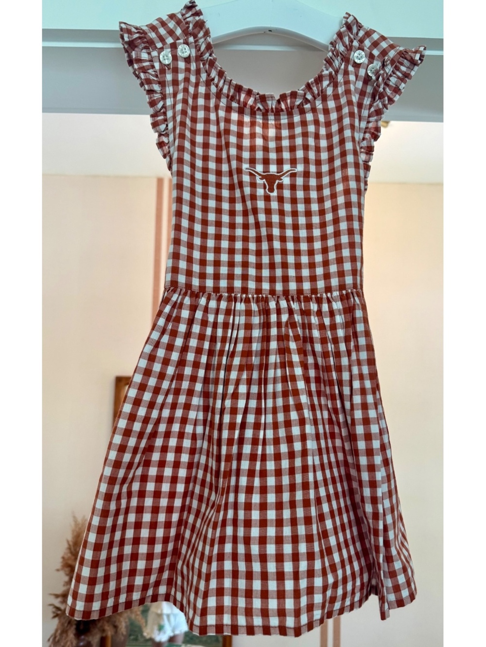 Garb Texas Longhorns Alora Gingham Dress Sz 3T NWT
